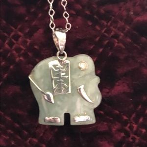 Jade Elephant Pendant With Chain